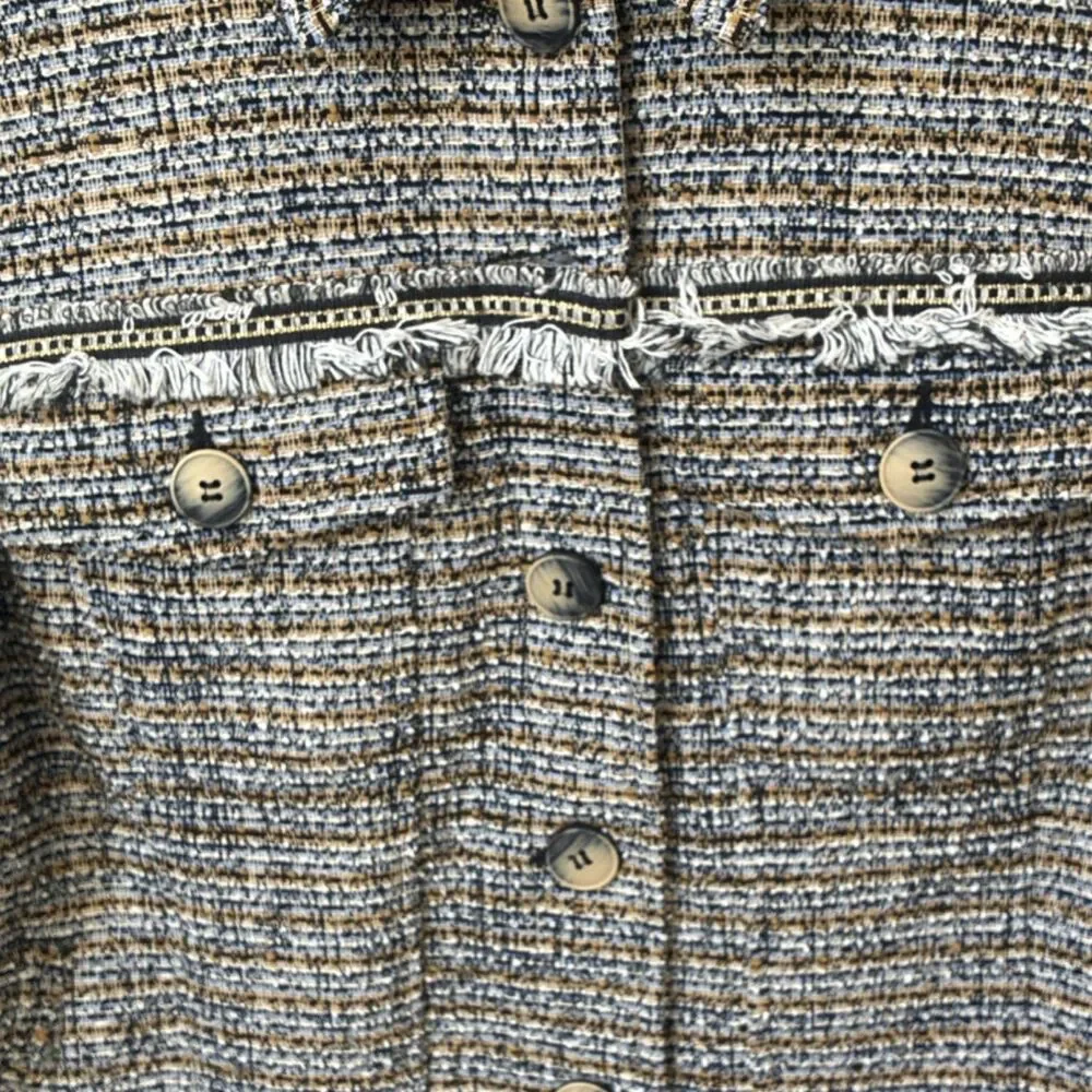 Liverpool Multicolor Tweed Fringe Button Jacket Women’s Size S Lined